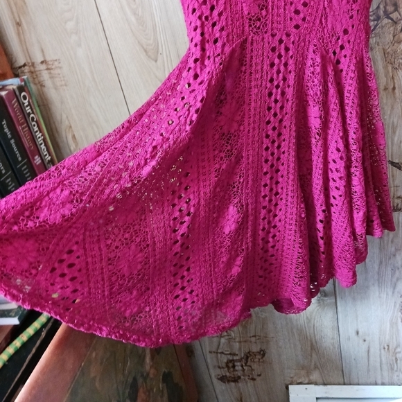 American Rag Lace Overlay Asymmetric Circle Skirt Dress Size Medi… - Picture 2 of 9